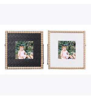 Wood Beaded 4x4 Frames With Metal Stand, 2 Ast, Wood/MDF