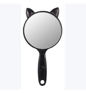 Metal Cat Shaped Hand Held Mirror