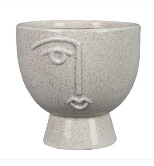 Stoneware Modern Tabletop Planter/Vase with Face Design