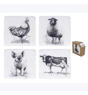 Resin Farm Animal Coasters Set of 4