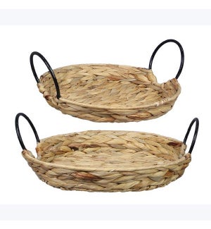 Grass Weaved Tabletop Tray, Set of 2