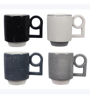 Ceramic Geometric Mug, 4 Ast.