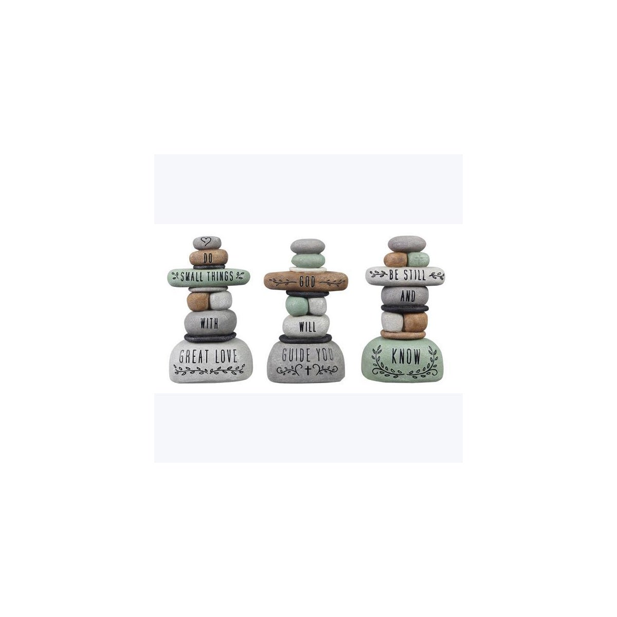 Resin Inspirational Home Stacked Wellness Rock, 3 Ast.