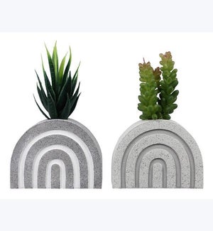 Resin Carved Stone Succulent Planter, 2 Ast.