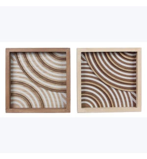 Wood Geometric Framed Tabletop/Wall Decor, 2 Ast, MDF