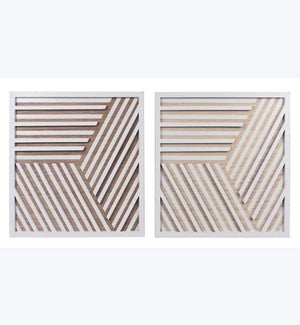 Wood Geometric Framed Wall/Tabletop Sign, 2 Ast, MDF