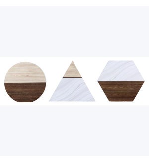 Wood Geometric Tabletop Sign, 3 Ast, MDF