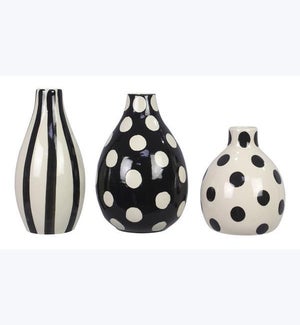 Stoneware Black and White Vase, 3 Ast.
