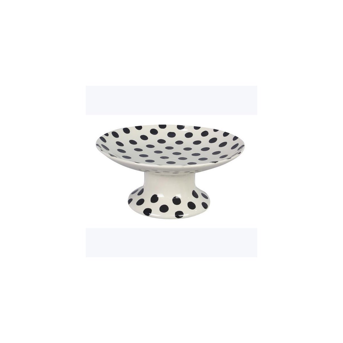 Stoneware Black & White Polka Dot Pedestal Plate