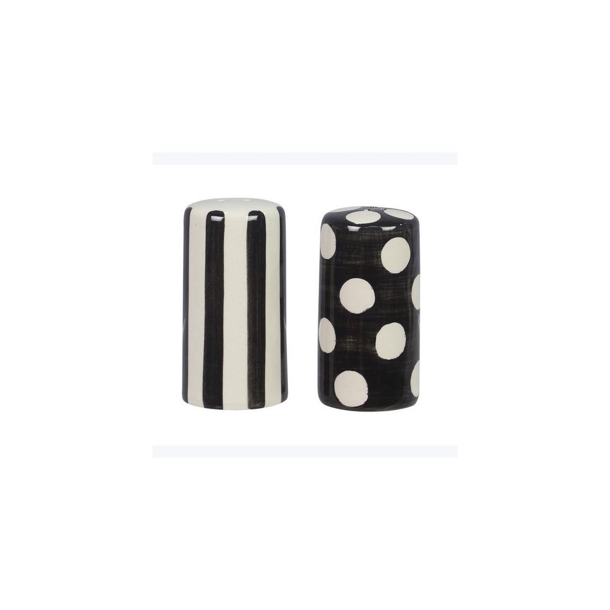 Stoneware Black & White Polka Salt & Pepper Shaker, 2 pcs/set