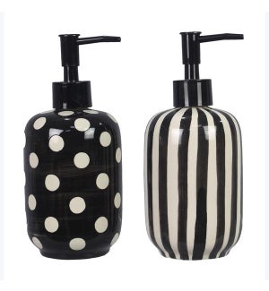 Stoneware Black and White Lotion Pump, 2 Ast.