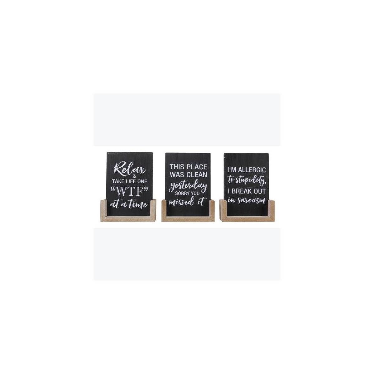 Wood Black and White Tabletop Signs, 3 Ast.