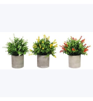 Artificial Flowers in Planter, 3 Ast.