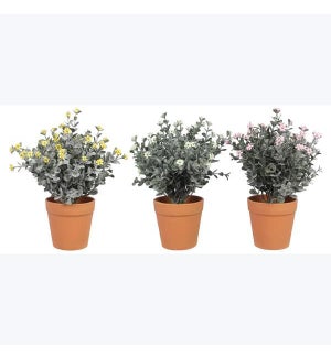 Artificial Flowers in Planter, 3 Ast.
