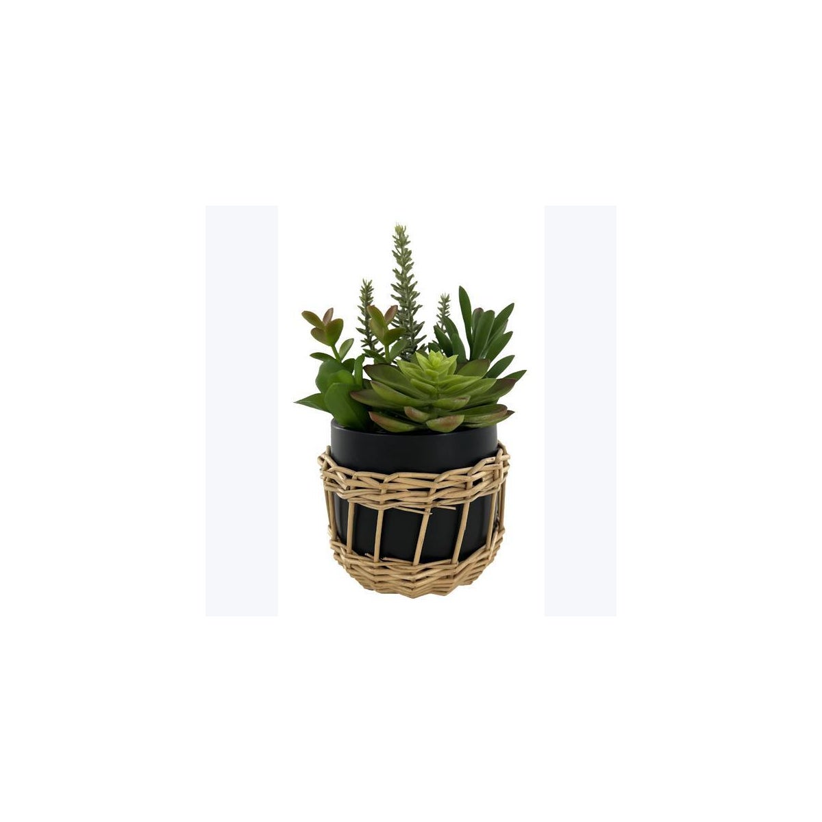 Artificial Mix Succulent in Ceramic Pot with Basket Cover
