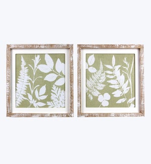Wood Framed Botanical Wall Art, 2 Ast
