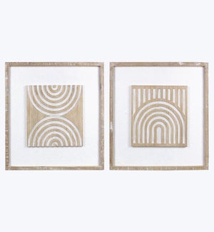 Wood Framed Whitewashed Wall Art, 2 Ast