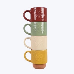 Ceramic Stackable Coffee Cups, 4 Ast.