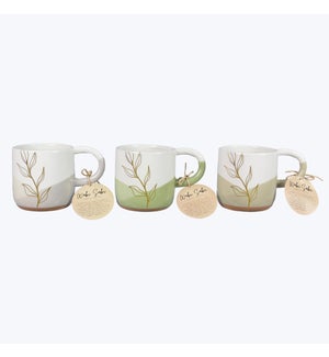Ceramic Wabi Sabi Green Tea Mugs, 3 Ast.