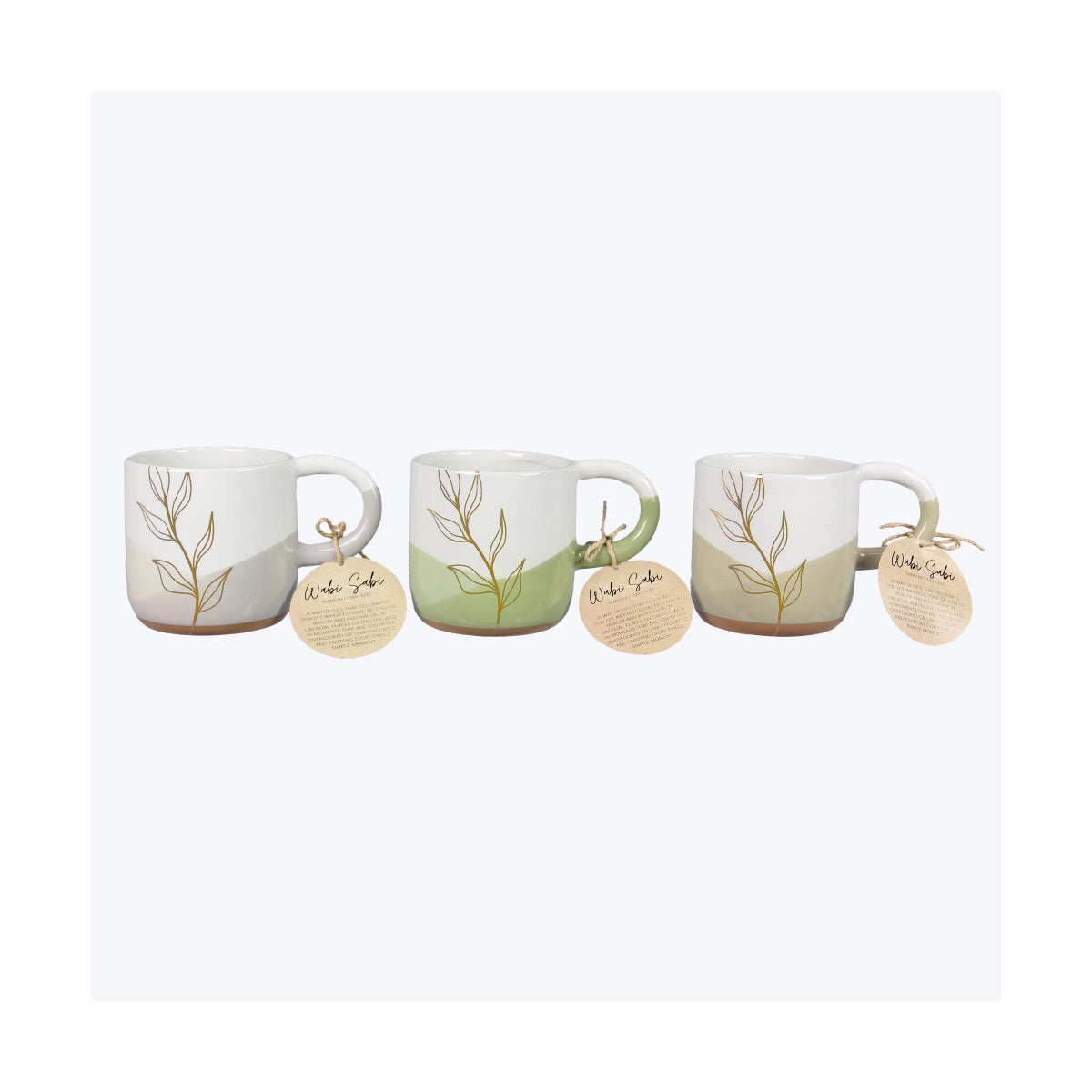 Ceramic Wabi Sabi Green Tea Mugs, 3 Ast.