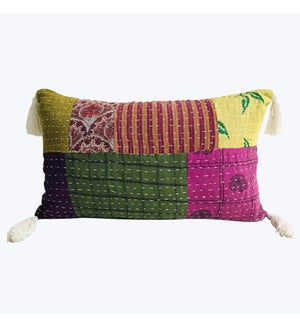 Cotton Kantha Patch Pillow Lumbar