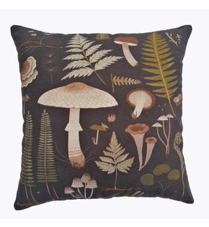 Cotton Square Pillow with Mushroom Design