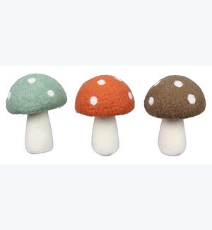 Wool Mushroom Tabletop Decor 3 Ast
