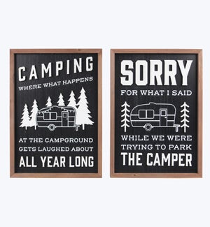 Wood Camping Wall Sign 2 Ast