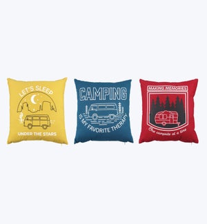 Cotton Happy Camper Pillows 3 Ast