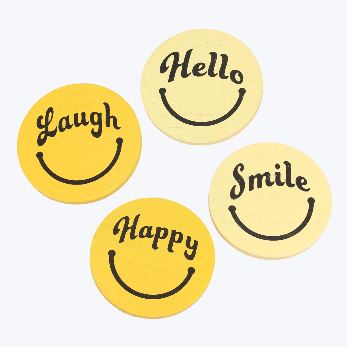 Wood Sunny Days Smiley Face Magnets,4 Ast.