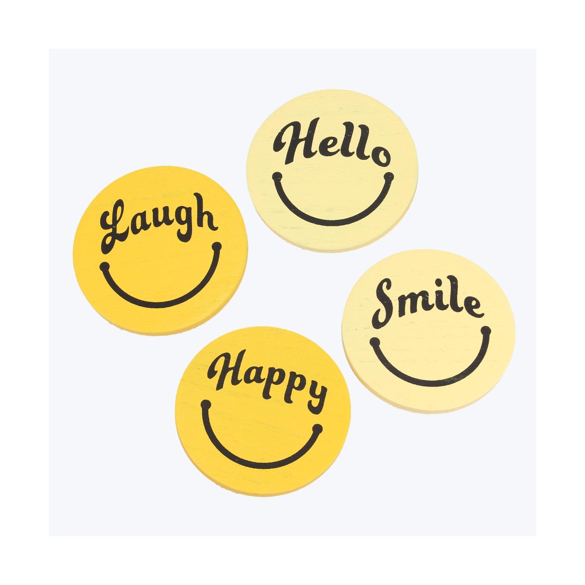 Wood Sunny Days Smiley Face Magnets,4 Ast.