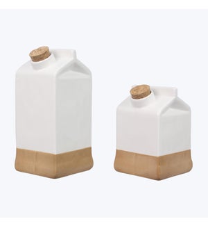 Ceramic Milk Carton Vase Set of 2