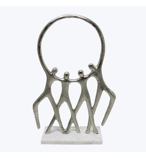 Metal Sculpture with Marble Base Silver