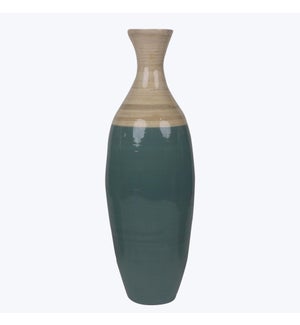 Blue and Natural Bamboo Vase