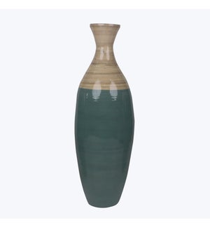 Blue and Natural Bamboo Vase