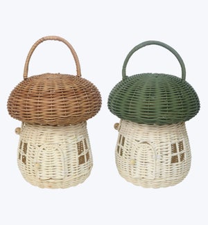 Rattan Mushroom Decor, 2 Ast.