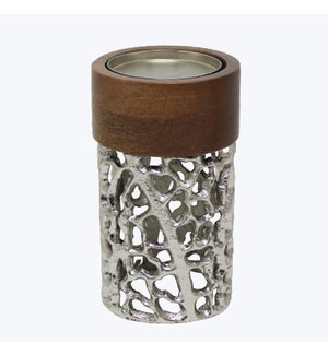 Metal Candle Pillar Silver