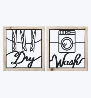 Wood/Metal Laundry Wall Sign 2 Ast