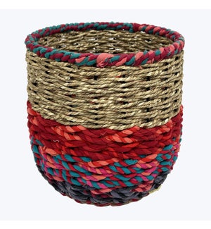 Kantha Basket with Color Weaved Base Accent