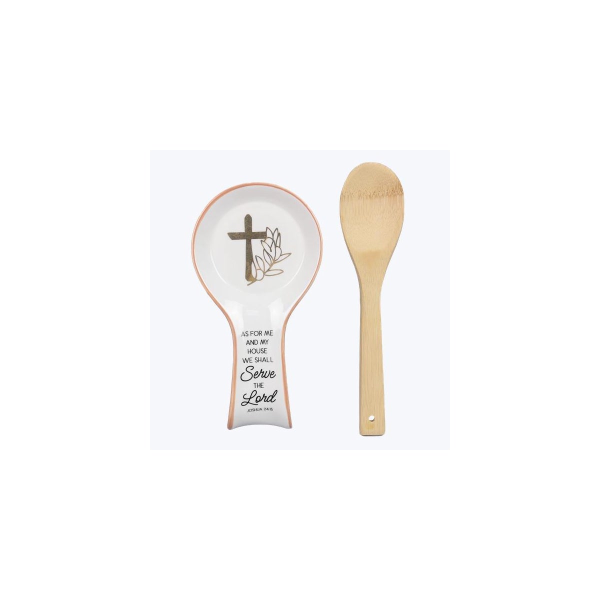 Ceramic Spoon Rest w/ Wood Spoon