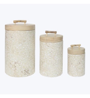 Bamboo Canister w/ Lid Natural Finish, Set of 3