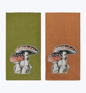 Cotton Mushroom Pattern Kitchen Towel 2 Ast