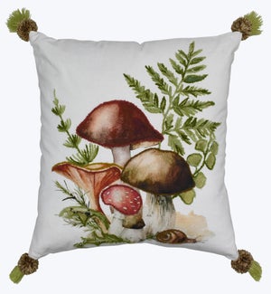 Cotton Mushroom Pattern Pillow with Tassel