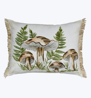 Cotton Mushroom Pattern Pillow with Fringe