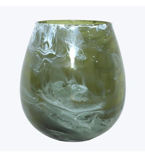 Glass Green Marble Pattern Votive