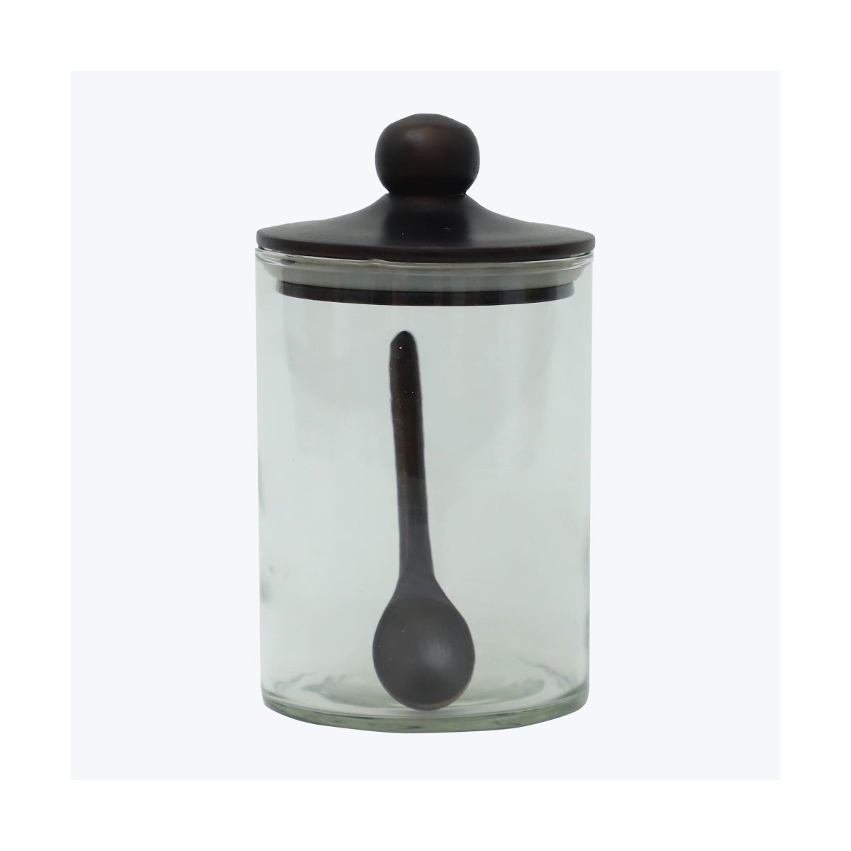 Glass Canister with Wood Lid and Spoon