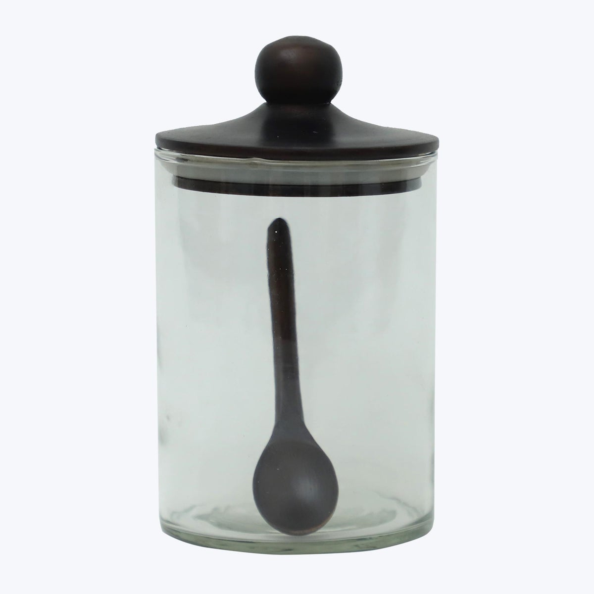Glass Canister with Wood Lid and Spoon