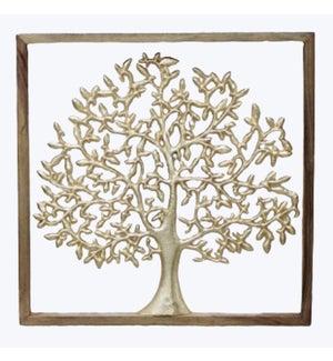 Wood Framed with Aluminium Tree Cutout Wall Art