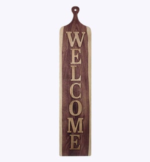 Wood Crosscut Welcome Door Leaner