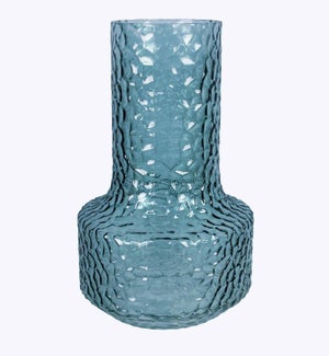 Glass Textured Recycled Glass Vase: Blue